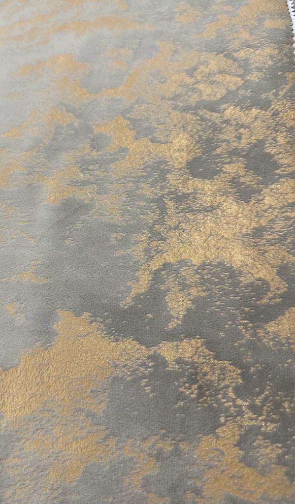 Draperie catifea Velvet 112/5, imprimată, texturată, grej cu auriu