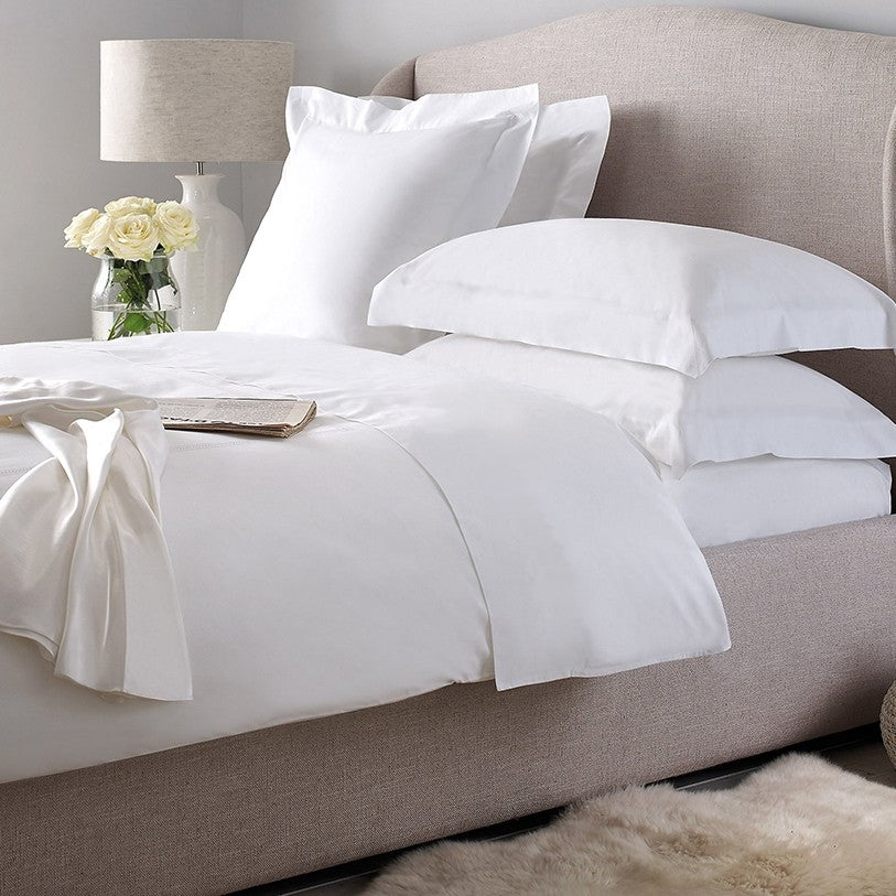 Lenjerie de pat de lux ALB 100% bumbac satinat 4 piese
