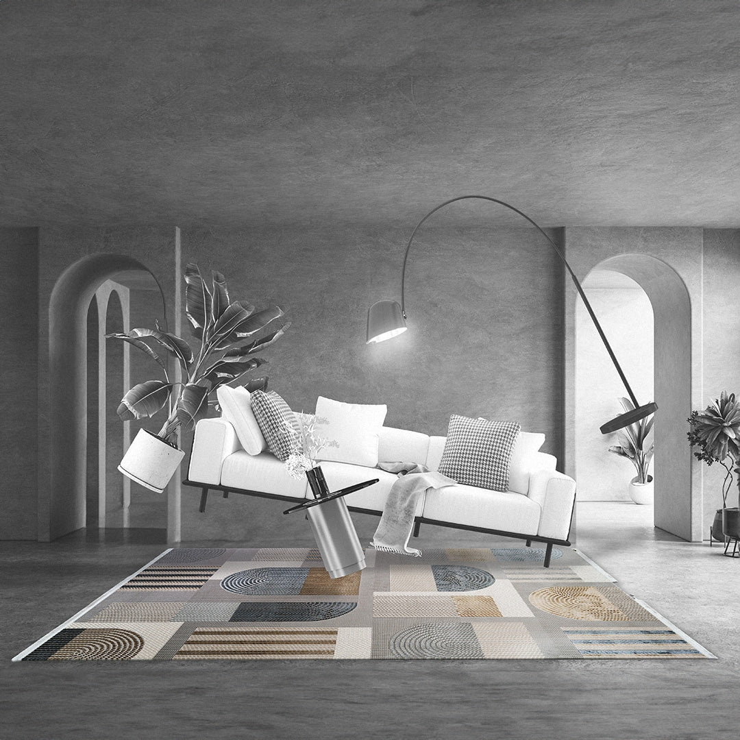 PIERRE CARDIN COZZY Dark Geometric Strokes rug