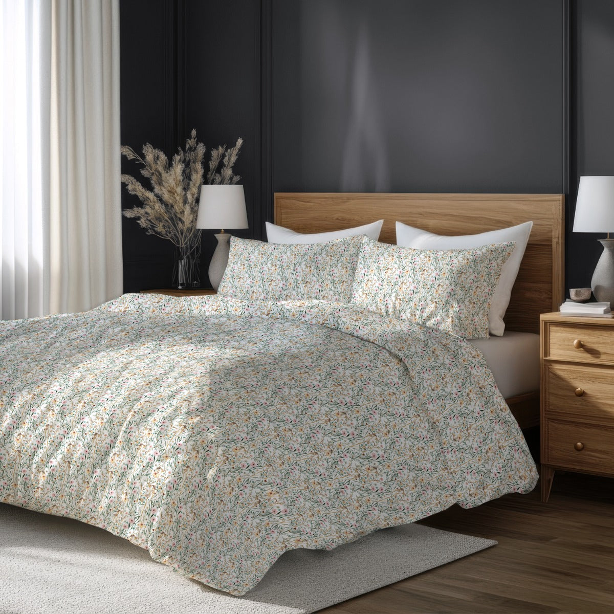 Lenjerie de pat fara cearsaf de pat FIORI 100% bumbac ranforce 3 piese