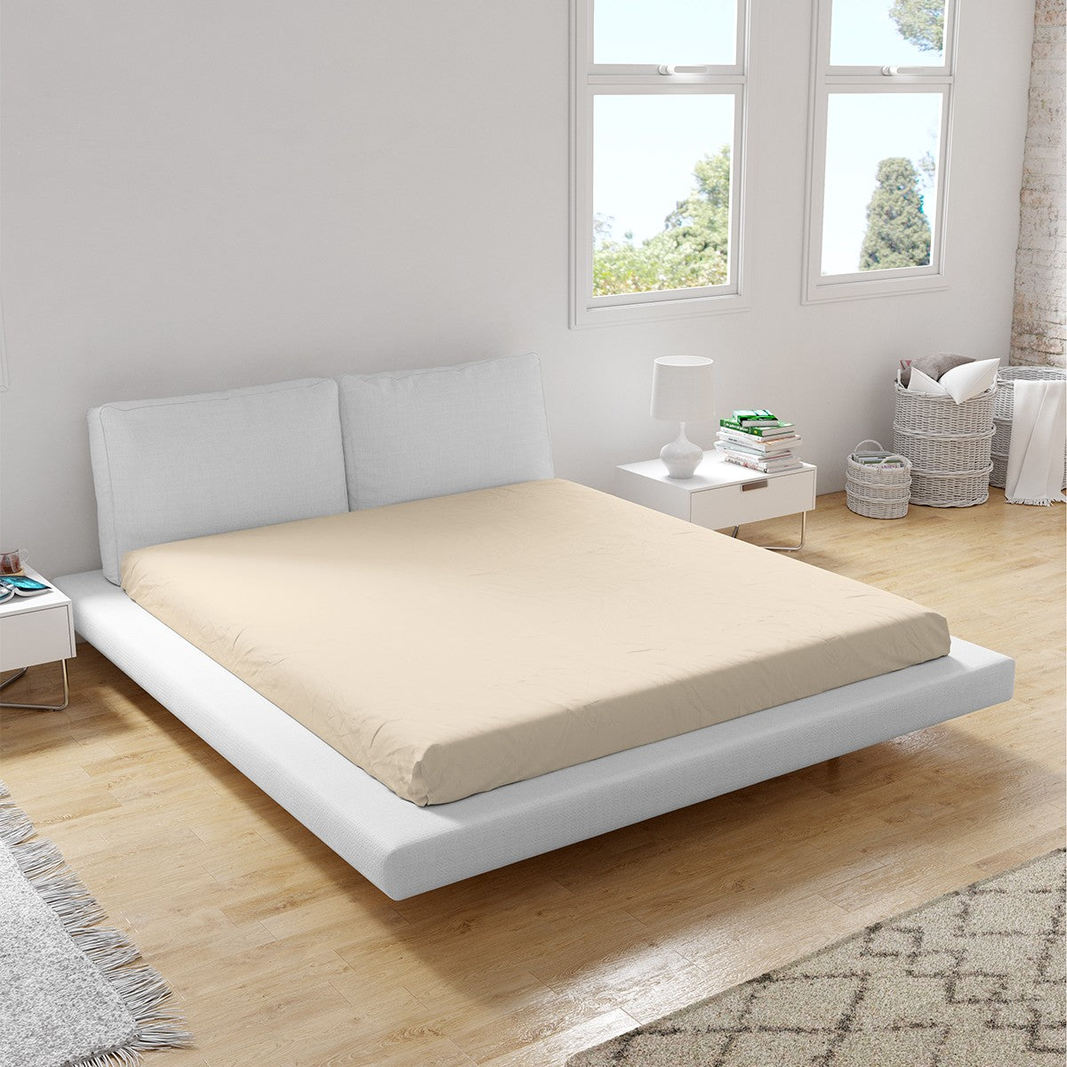 Cearsaf de pat ECRU NOU 150/260 cm 100% bumbac ranforce