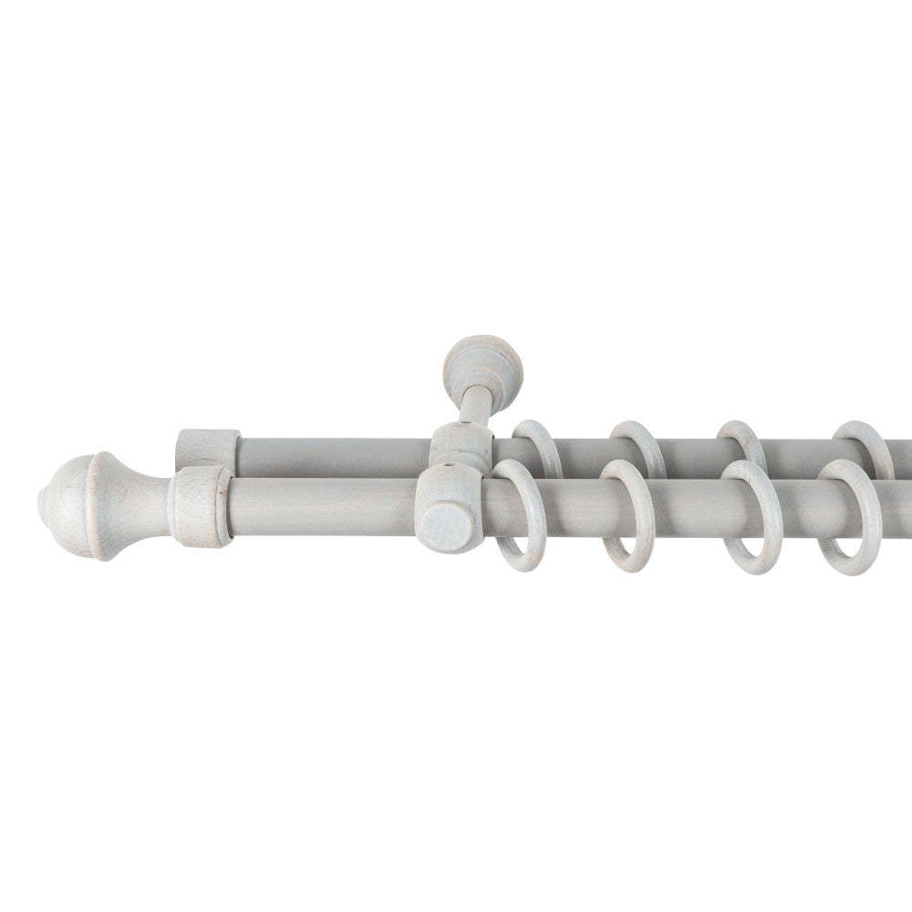 Galerie dubla lemn masiv Ares, nuanta gri-antic, 220 cm - KIT COMPLET