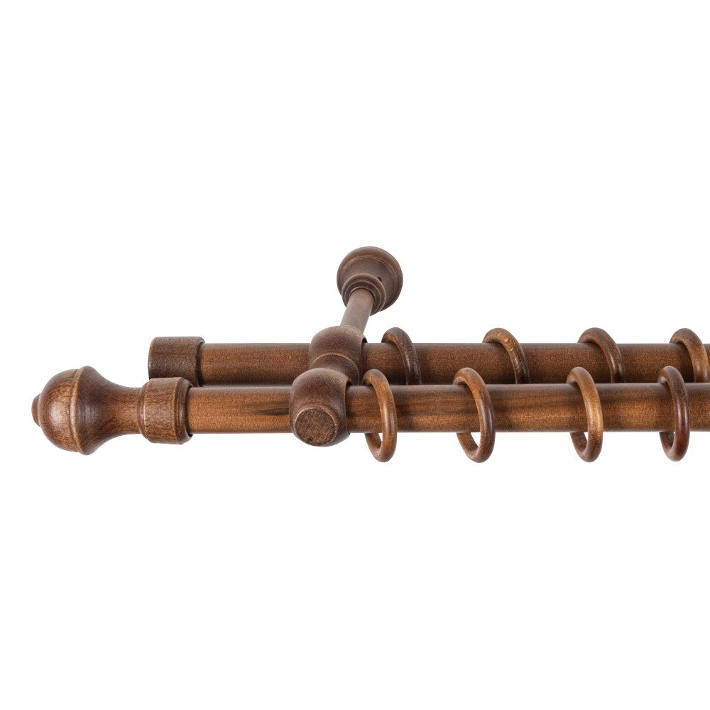 Ares solid wood double gallery, walnut shade, 260 cm - COMPLETE KIT