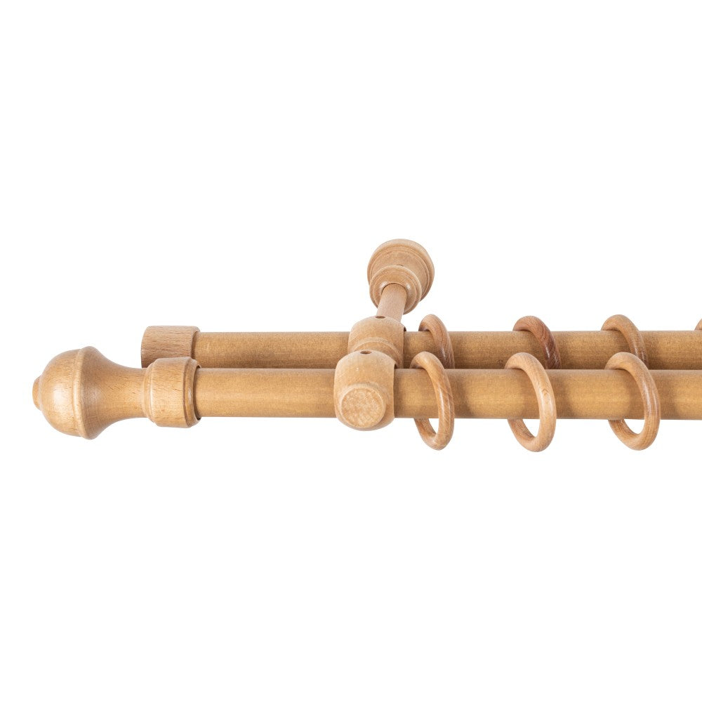 Galerie dubla lemn masiv Ares, nuanta stejar, 360 cm - KIT COMPLET