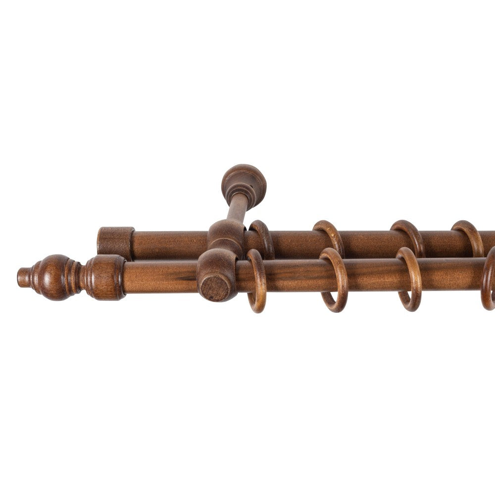Galerie dubla lemn masiv Filigrano, nuanta nuc, 400 cm - KIT COMPLET