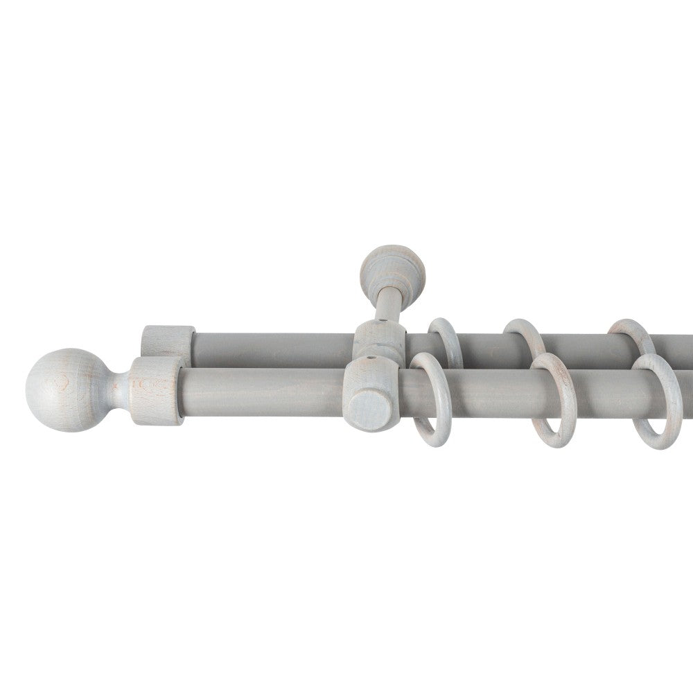 Galerie dubla lemn masiv Giro, nuanta gri-antic, 140 cm - KIT COMPLET