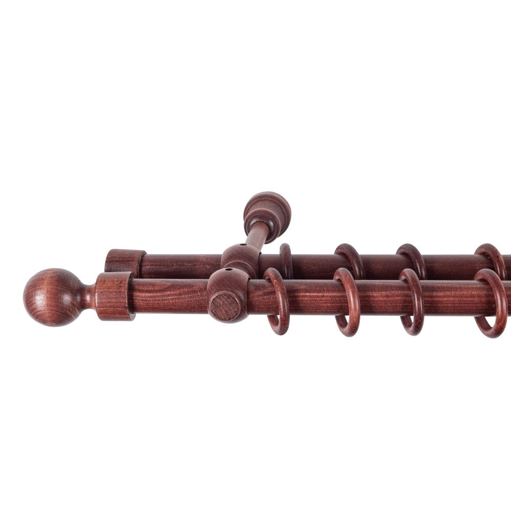 Galerie dubla lemn masiv Giro, nuanta mahon, 120 cm - KIT COMPLET