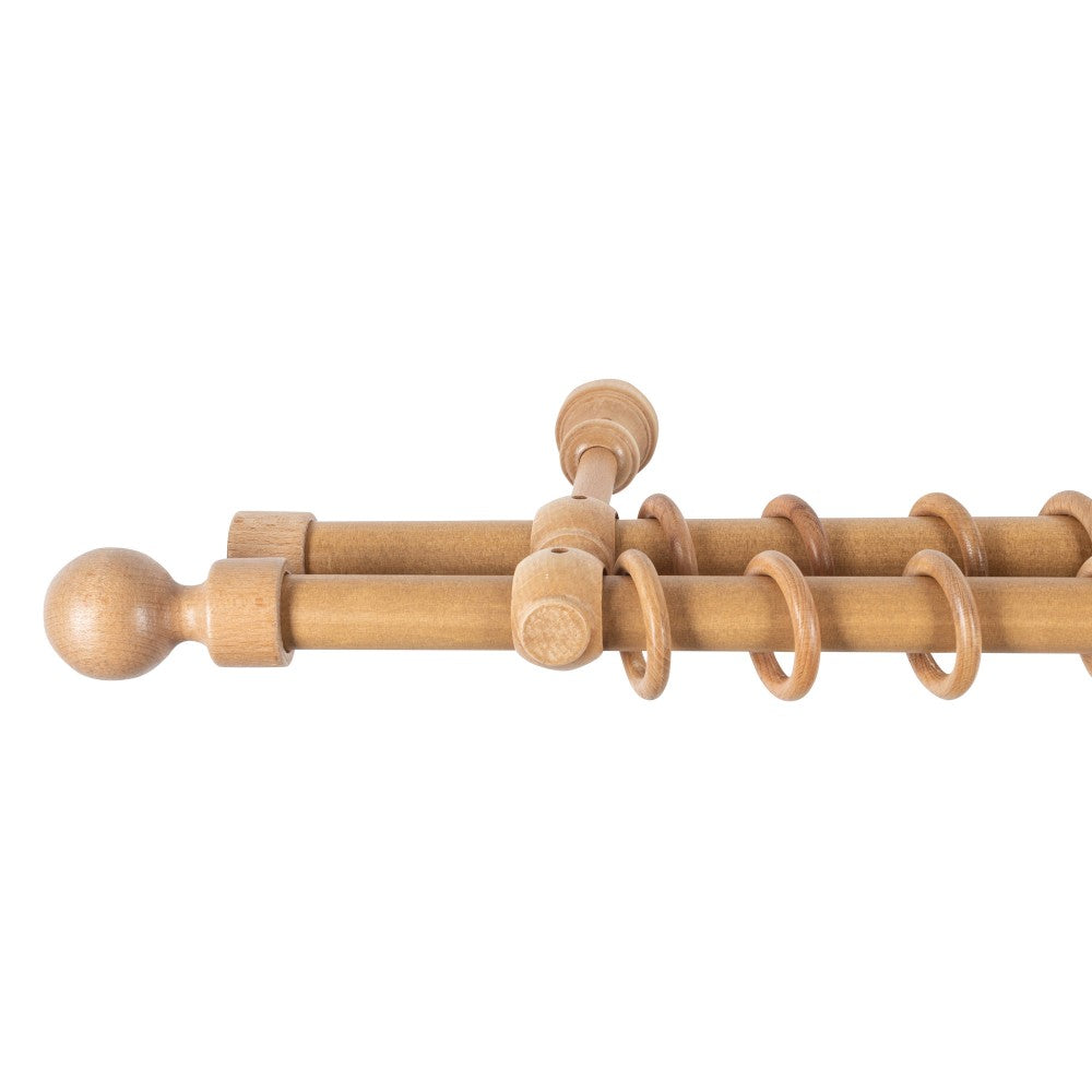 Galerie dubla lemn masiv Giro, nuanta stejar, 220 cm - KIT COMPLET