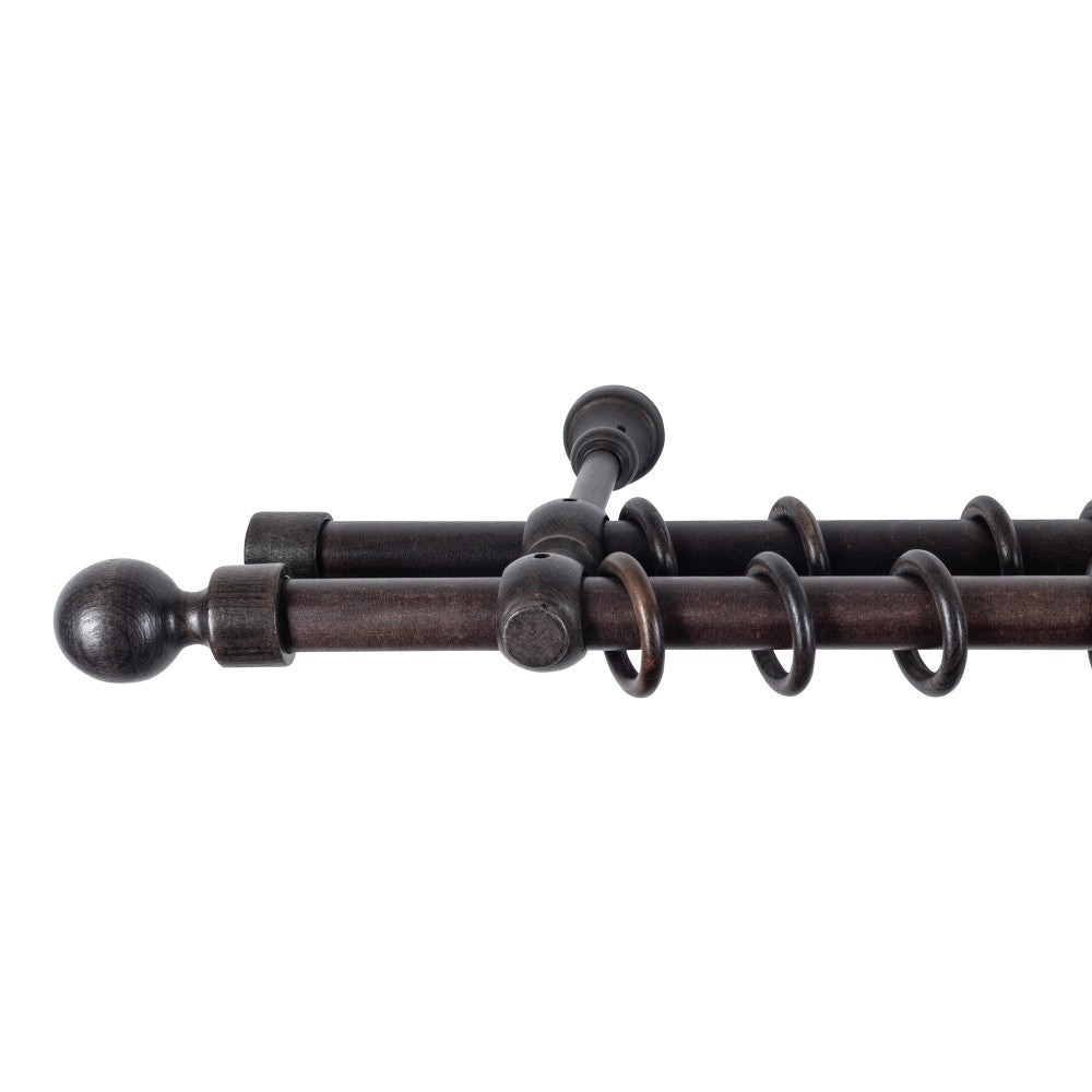 Galerie dubla lemn masiv Giro, nuanta wenge, 120 cm - KIT COMPLET