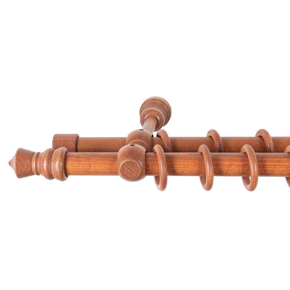 Galerie dubla lemn masiv King, nuanta cires, 280 cm - KIT COMPLET