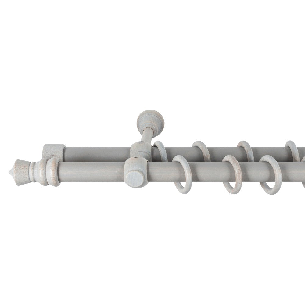 Galerie dubla lemn masiv King, nuanta gri-antic, 160 cm - KIT COMPLET