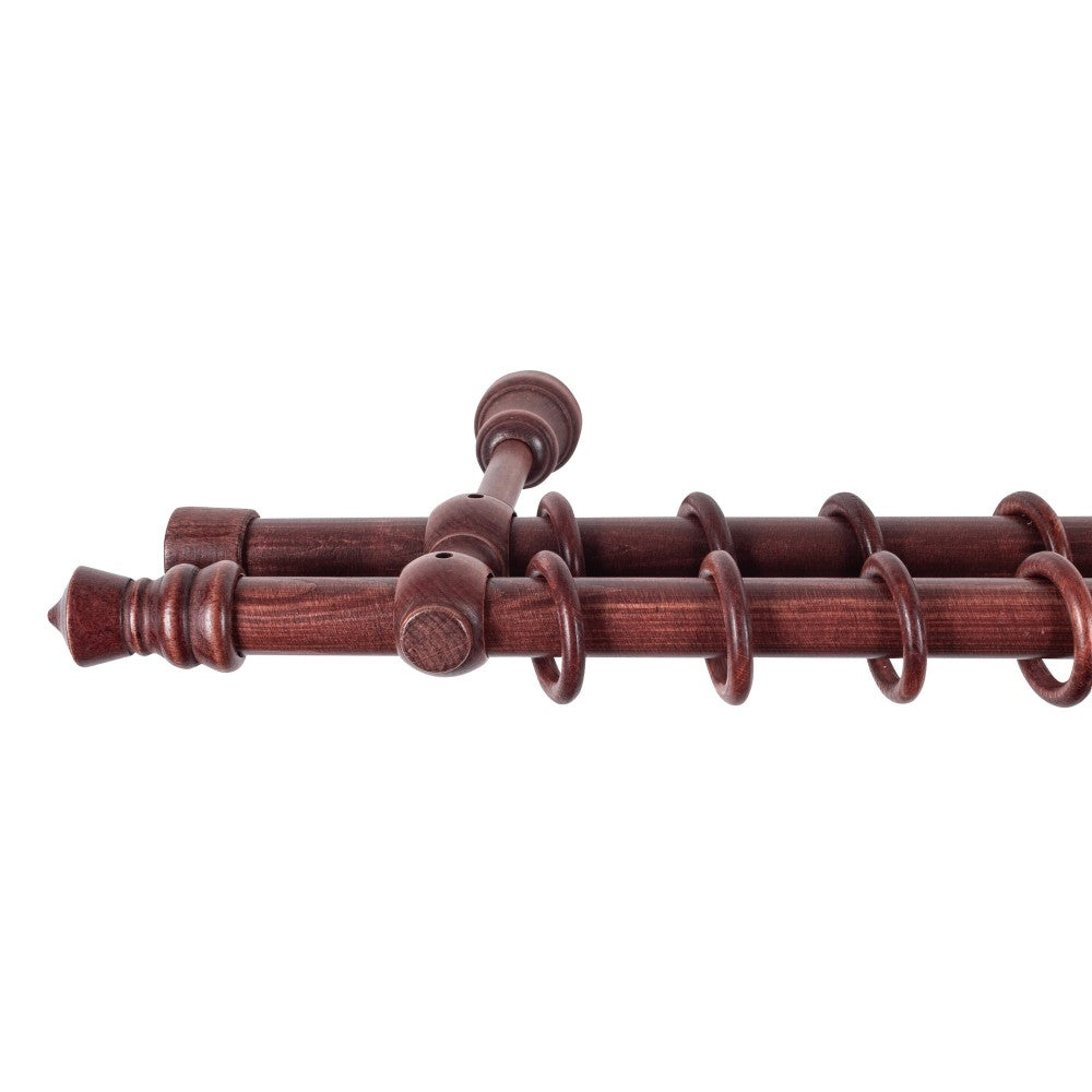 Galerie dubla lemn masiv King, nuanta mahon, 260 cm - KIT COMPLET