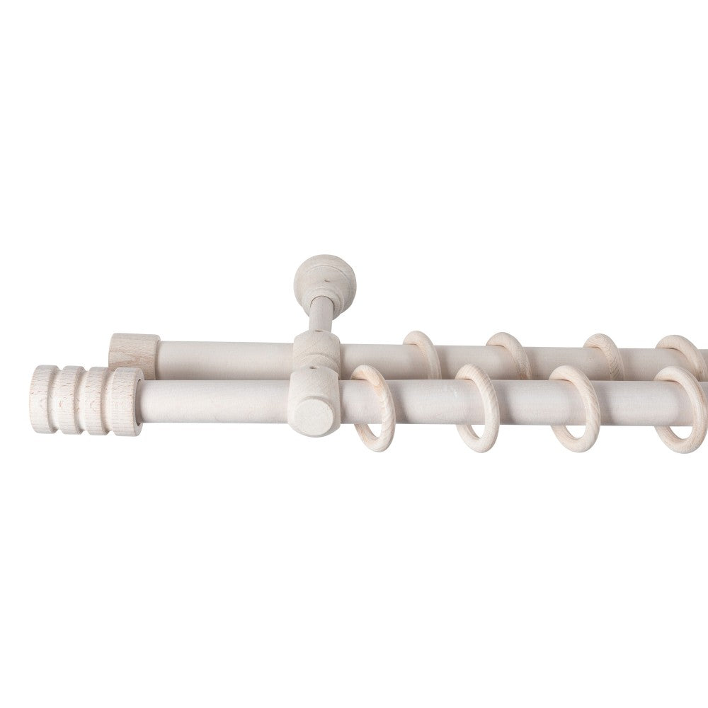 Galerie dubla lemn masiv Pisa, nuanta alb-antic, 280 cm - KIT COMPLET