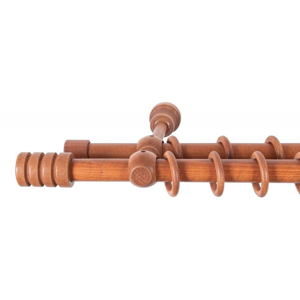 Galerie dubla lemn masiv Pisa, nuanta cires, 360 cm - KIT COMPLET