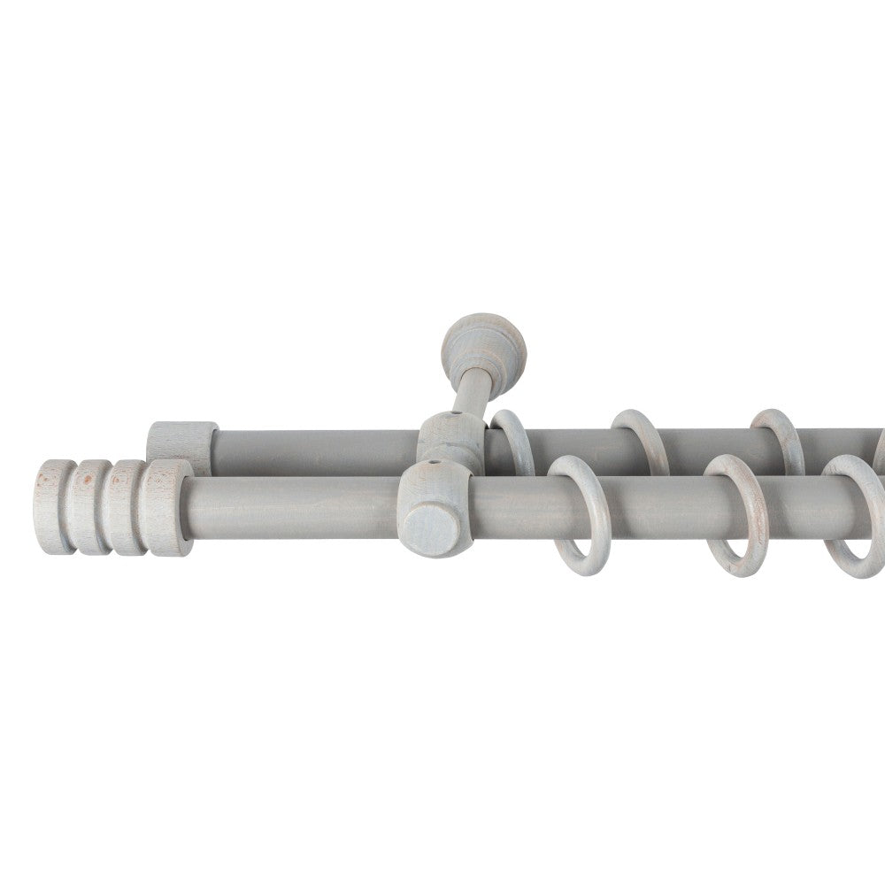 Galerie dubla lemn masiv Pisa, nuanta gri-antic, 400 cm - KIT COMPLET