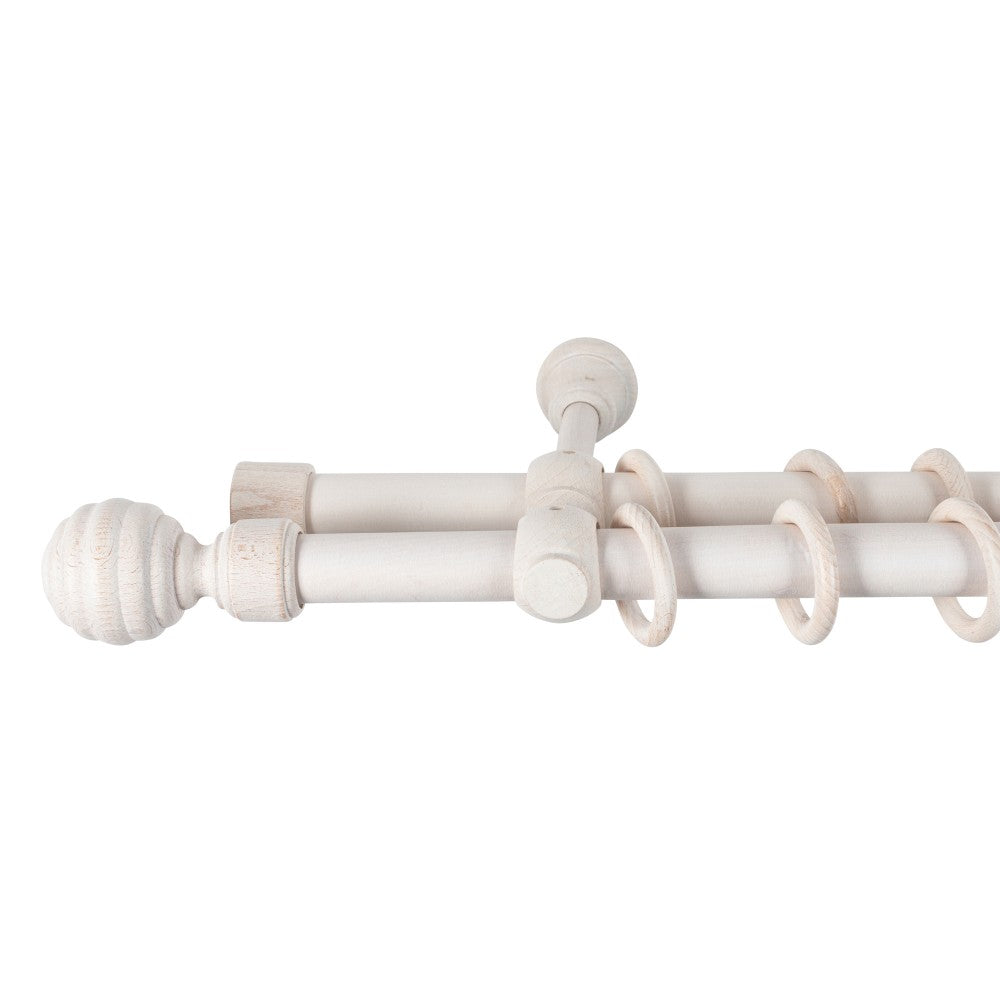 Galerie dubla lemn masiv Regal, nuanta alb-antic, 140 cm - KIT COMPLET