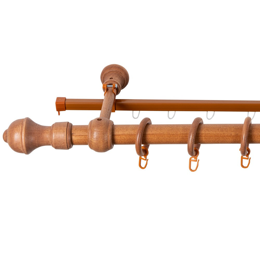 Simple solid wood gallery Ares, cherry shade, 260 cm - U-RAIL INCLUDED