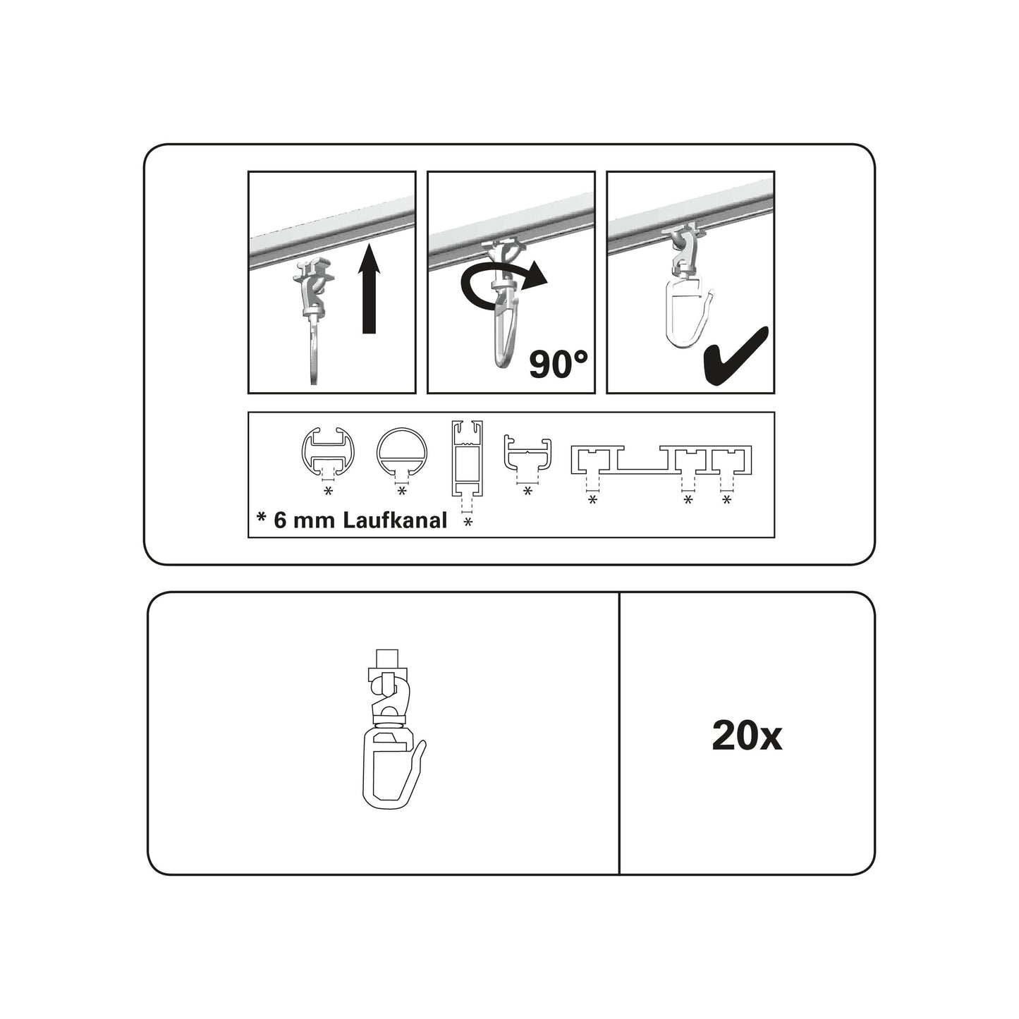 Călăreți canal de culisare 6mm