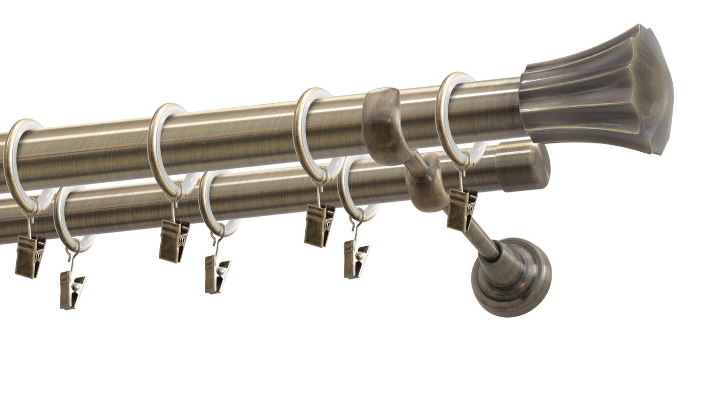 Kit galerie dublă metal Rodos 25/19mm Auriu antic 160 cm