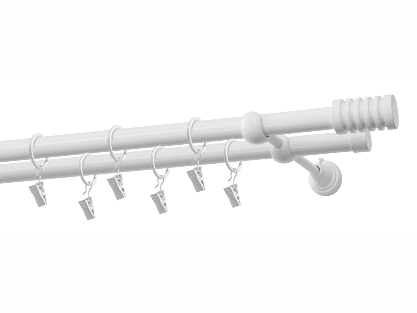 Kit galerie dublă metal Porto 19/19mm Alb 160 cm