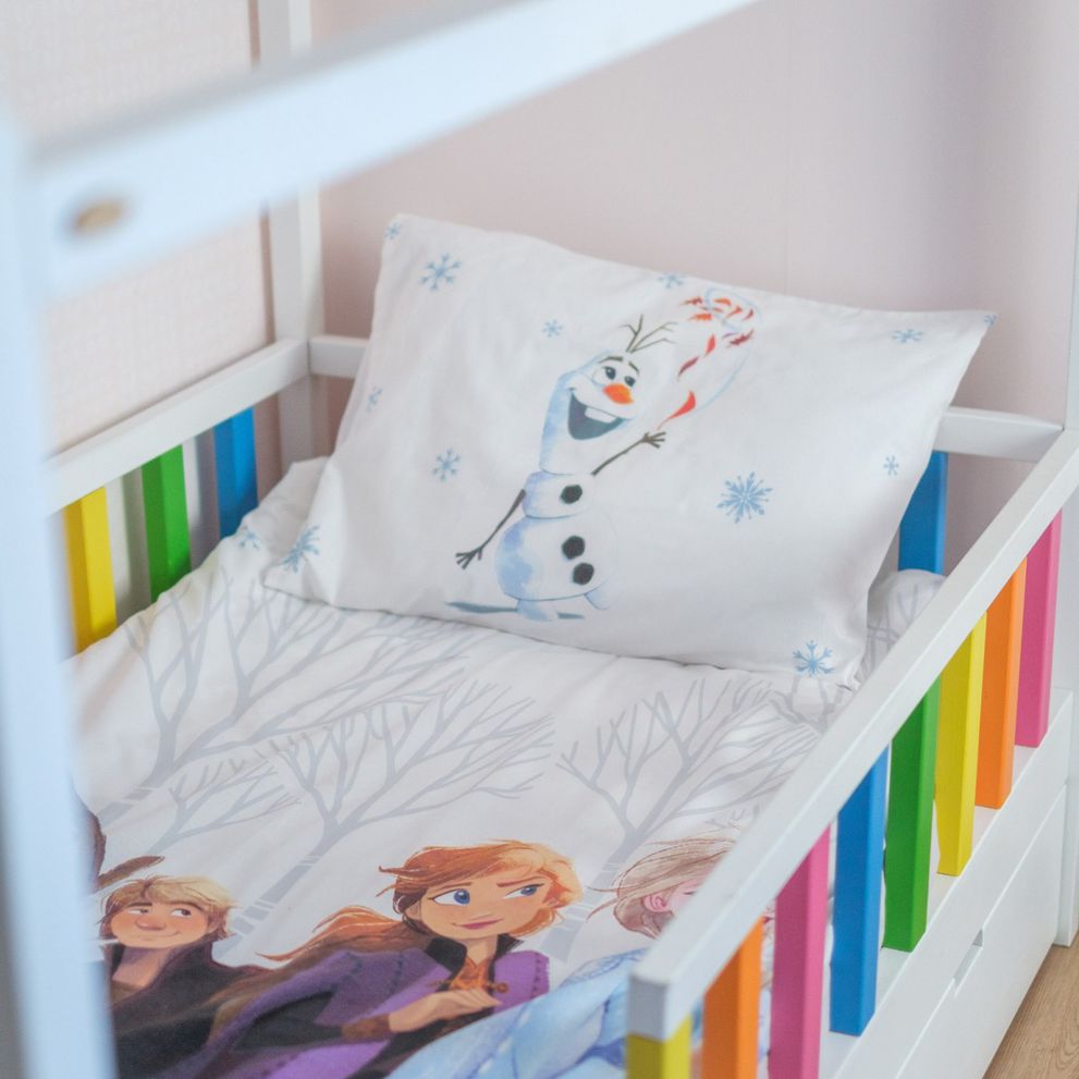 Lenjerie de pat FROZEN D/01, bumbac 100%, cearceaf pilotă 140x200, față pernă 50x70, Colecția Disney