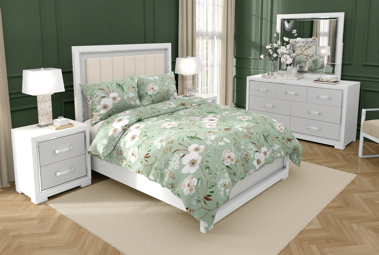 Lenjerie de pat MAGNOLIA 100% bumbac ranforce 3 piese