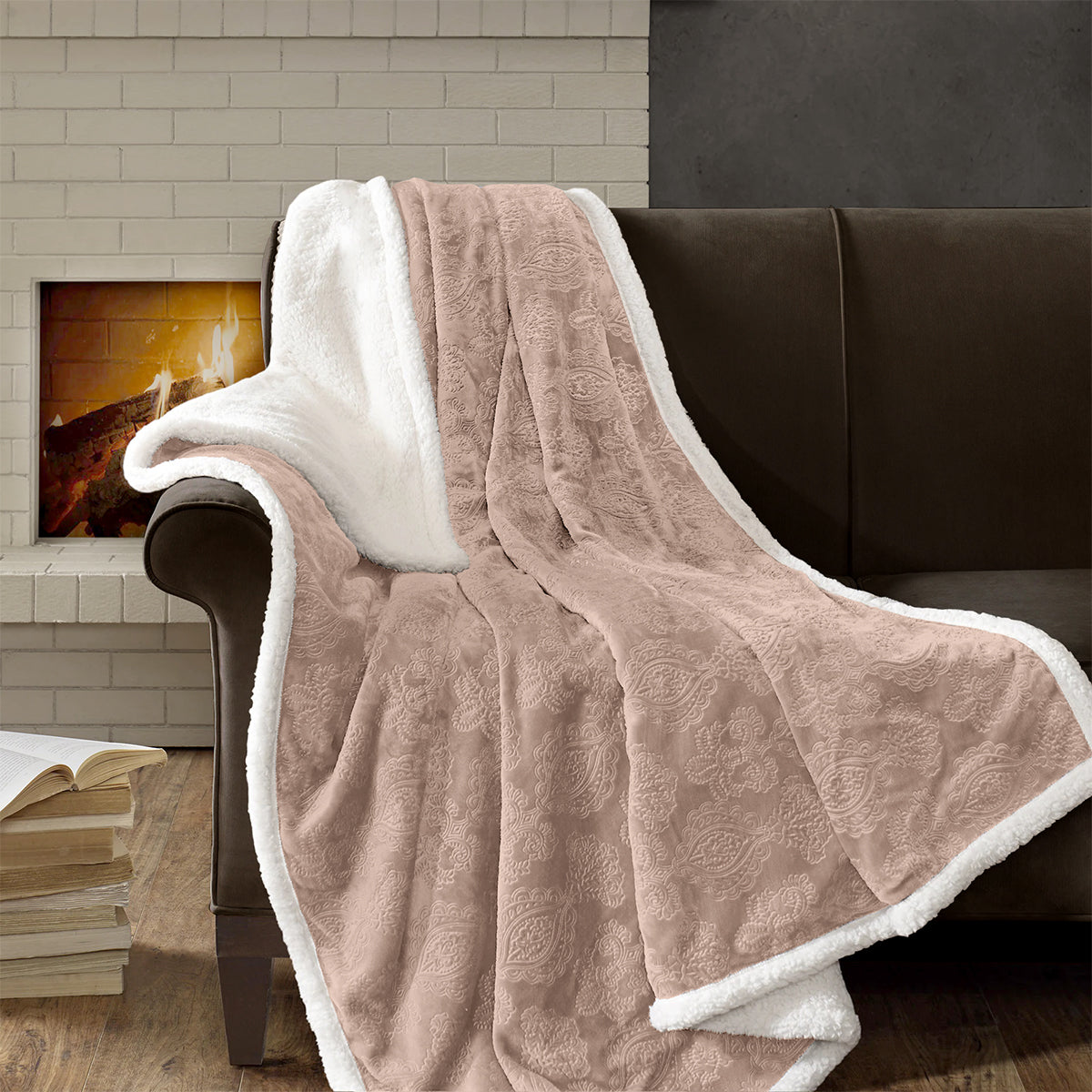Patura pufoasa cu design luxos MAJESTIC ROZ 200/220 cm