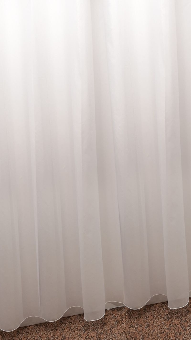 Perdea 26890/02, albă, simplă, mătase și PES