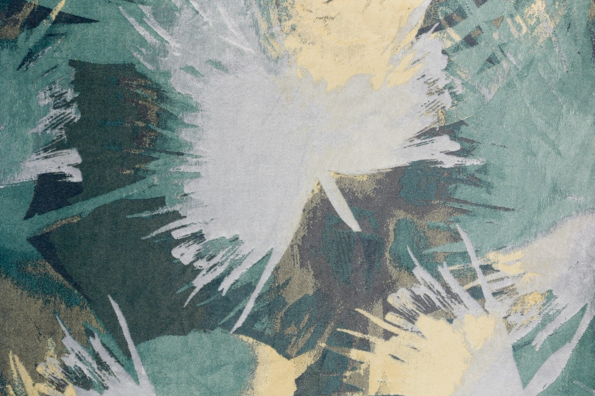 Set 2 perne decorative Amazonia, catifea, model tropical, verde și auriu, 40x40 cm