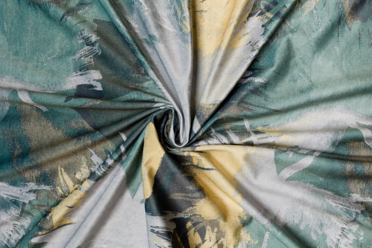 Set 2 perne decorative Amazonia, catifea, model tropical, verde și auriu, 40x40 cm