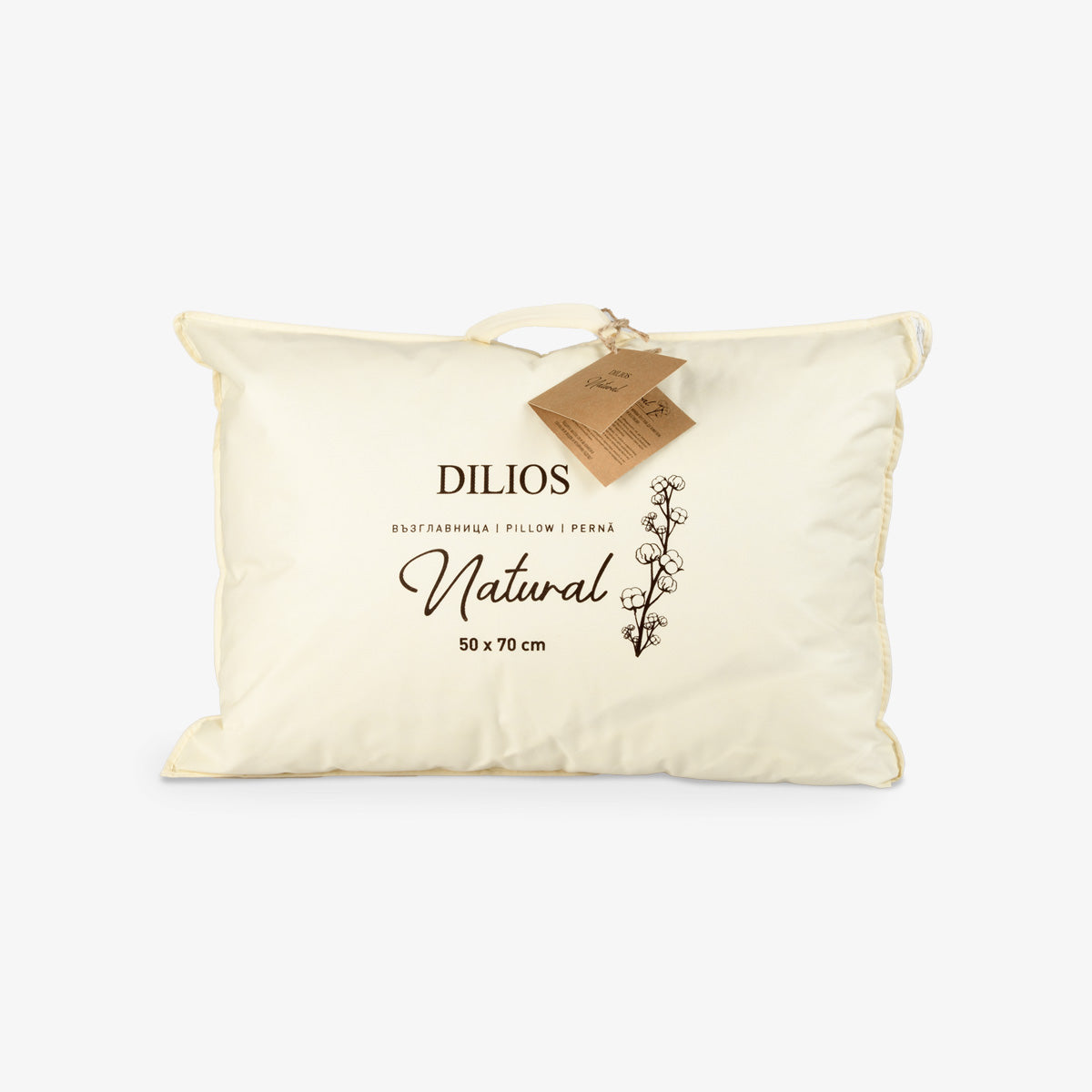 Perna confortabila NATURAL cu husa din 100% bumbac natural netratat