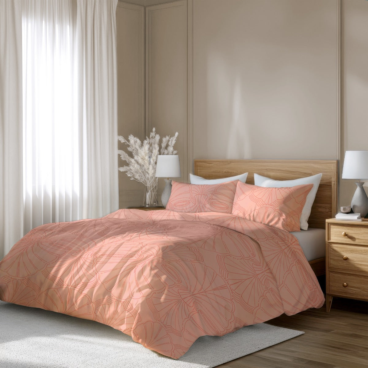 Lenjerie de pat fara cearsaf de pat din bumbac satinat PINK DUST 3 piese