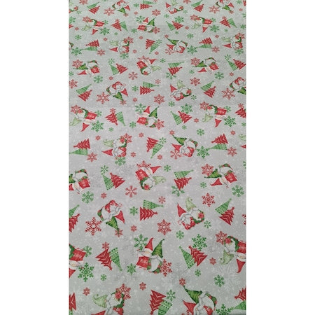 Față de masă Green Christmas, model festiv de Crăciun cu brazi, bumbac, verde și roșu