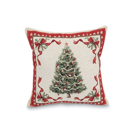 Față de pernă decorativă, Brad de Crăciun, 40 x 40 cm, bumbac, multicolor