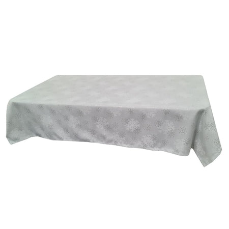Față de masă Silver Snow, model festiv pentru masa de Crăciun și Anul Nou, bumbac, argintiu