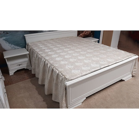 Cuvertură pat, Marazzi 06, crem și argintiu, model de lux cu volane elegante, 1.60 x 2.30 m