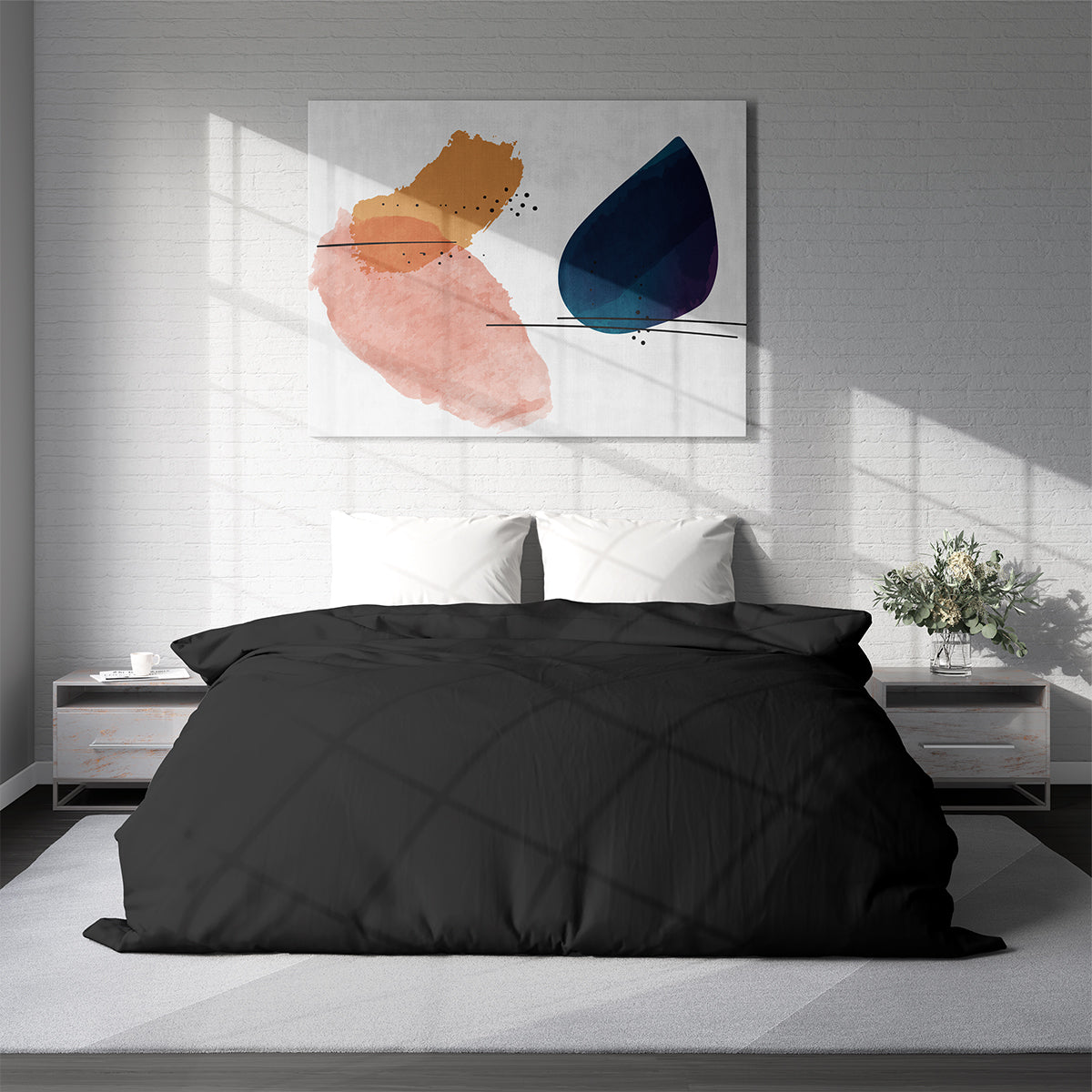 BLACK duvet cover 150/215 cm 100% cotton ranforce