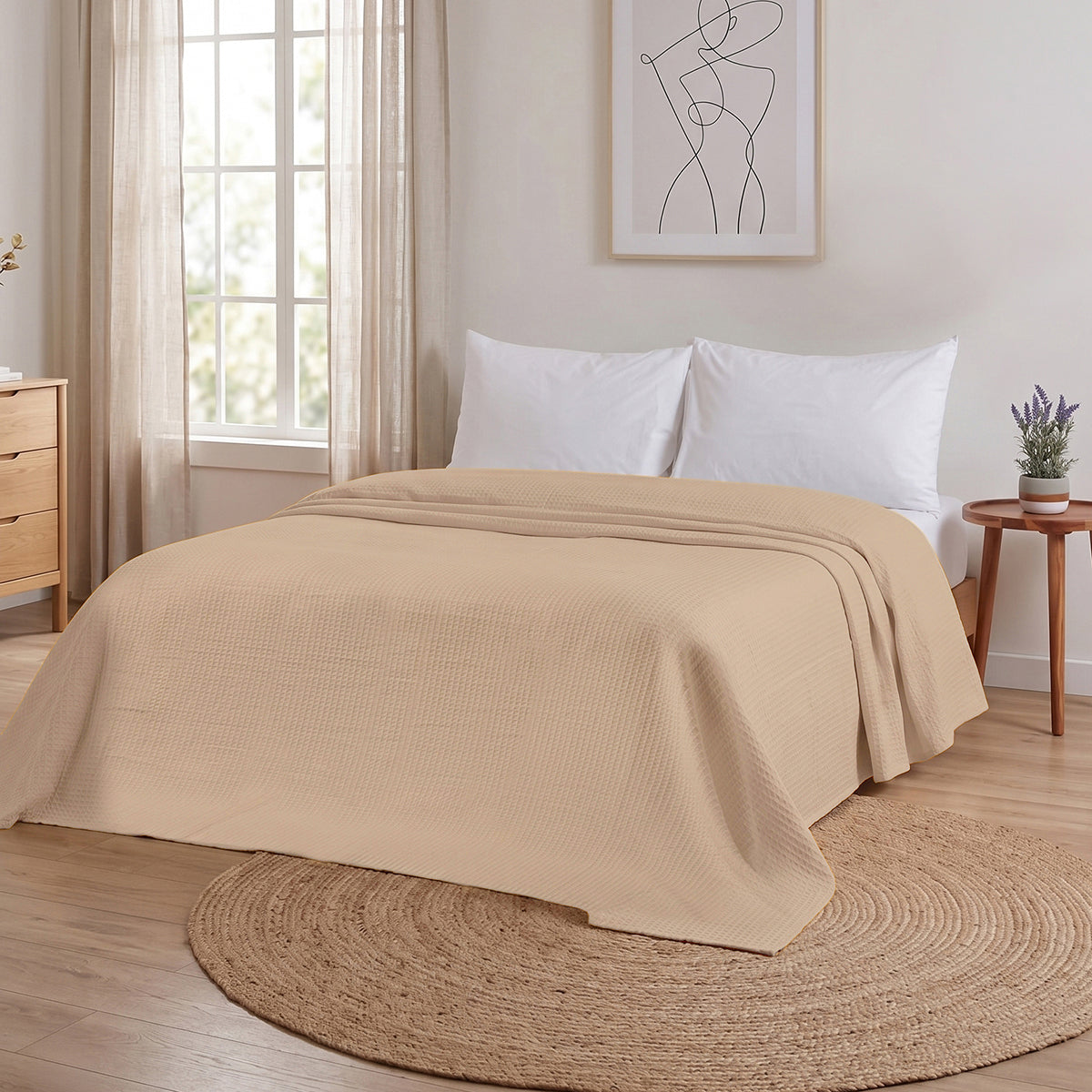 Cuvertura SIESTA BEJ 100% Bumbac 220/230 cm