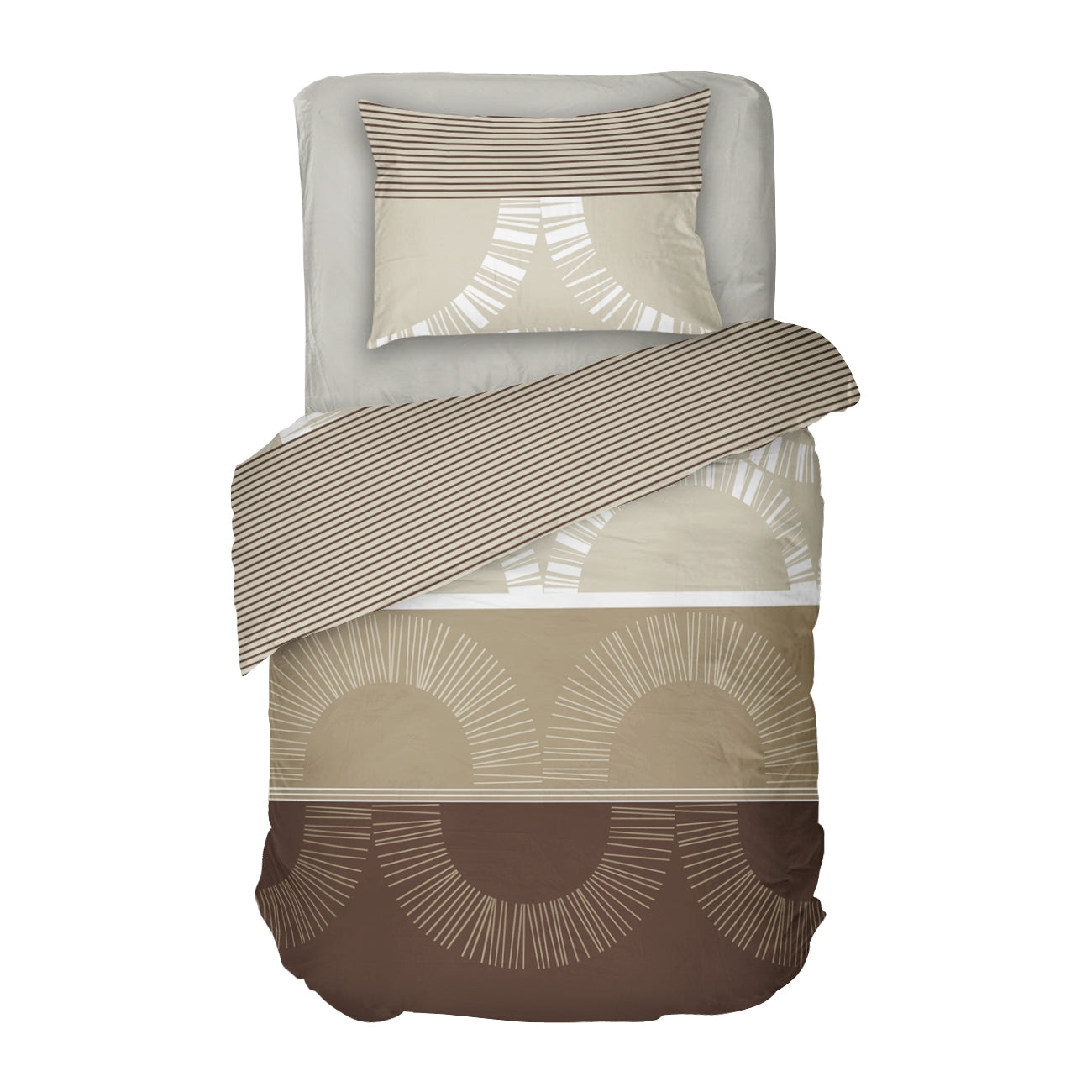 Lenjerie de pat de o persoana MOCHACCINO, 100% bumbac ranforce, 3 piese