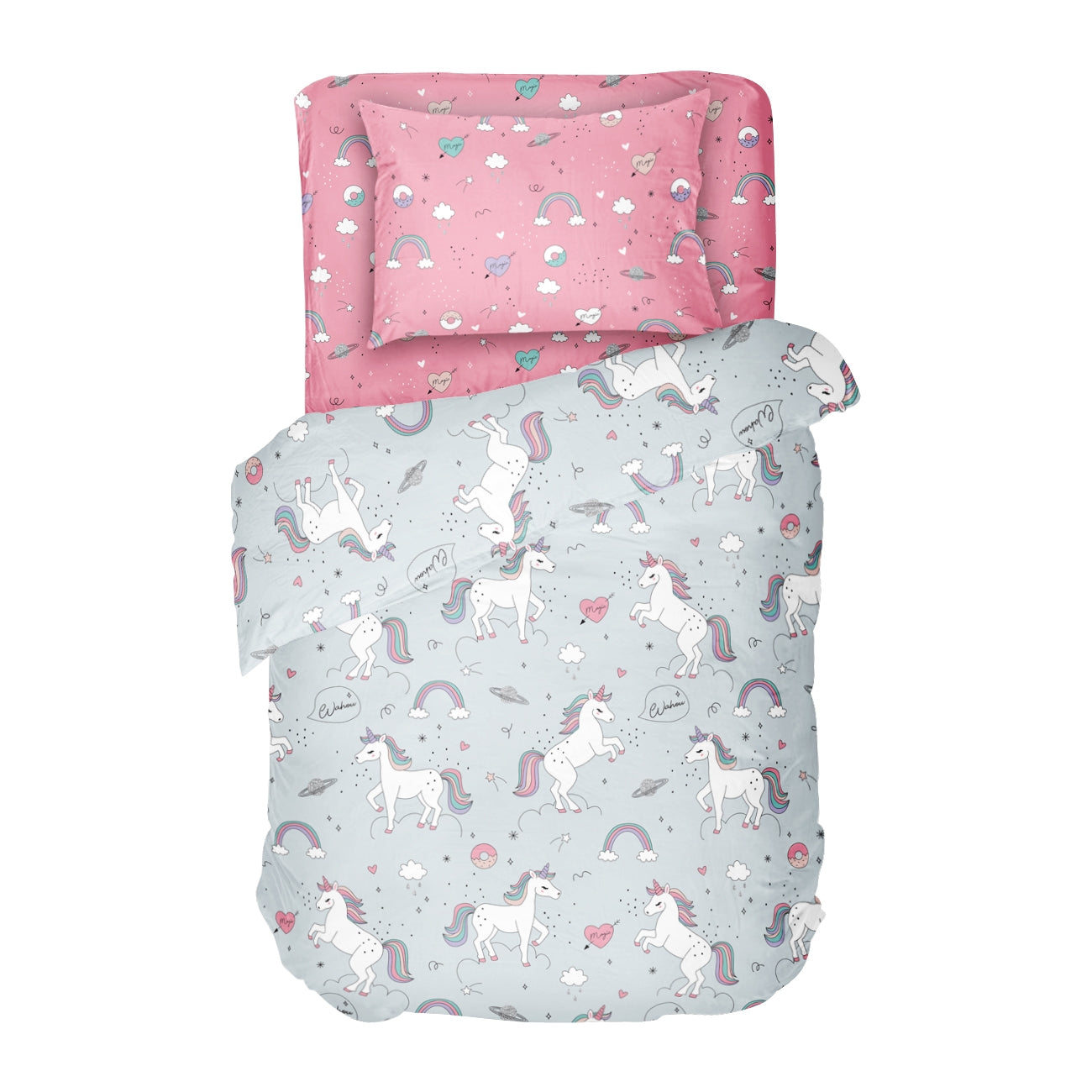 Lenjerie de pat pentru copii UNICORN Bumbac Ranforce 100% 3 piese