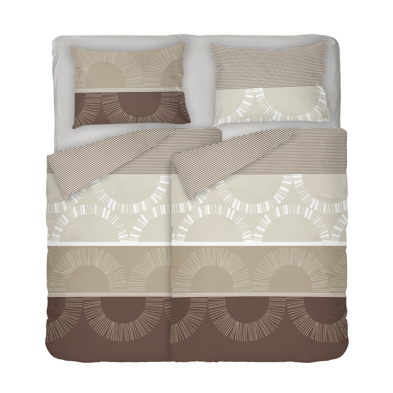 Lenjerie de pat dublu MOCHACCINO, 100% bumbac ranforce, 5 piese