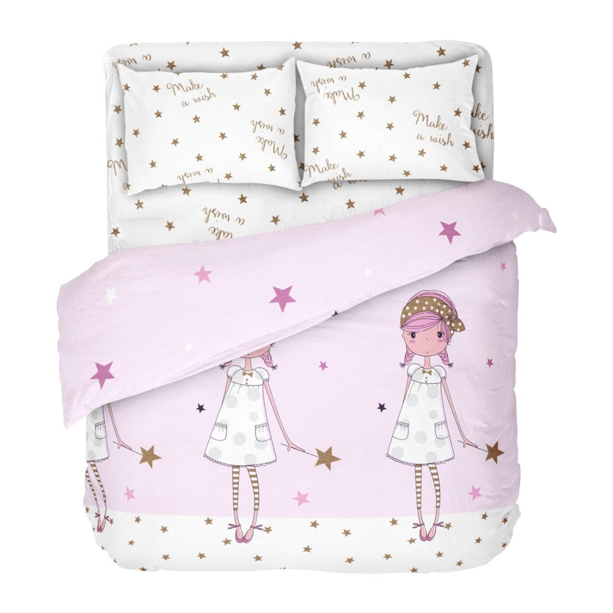 Lenjerie de pat pentru copii MAKE A WISH Bumbac Ranforce 100% 4 piese