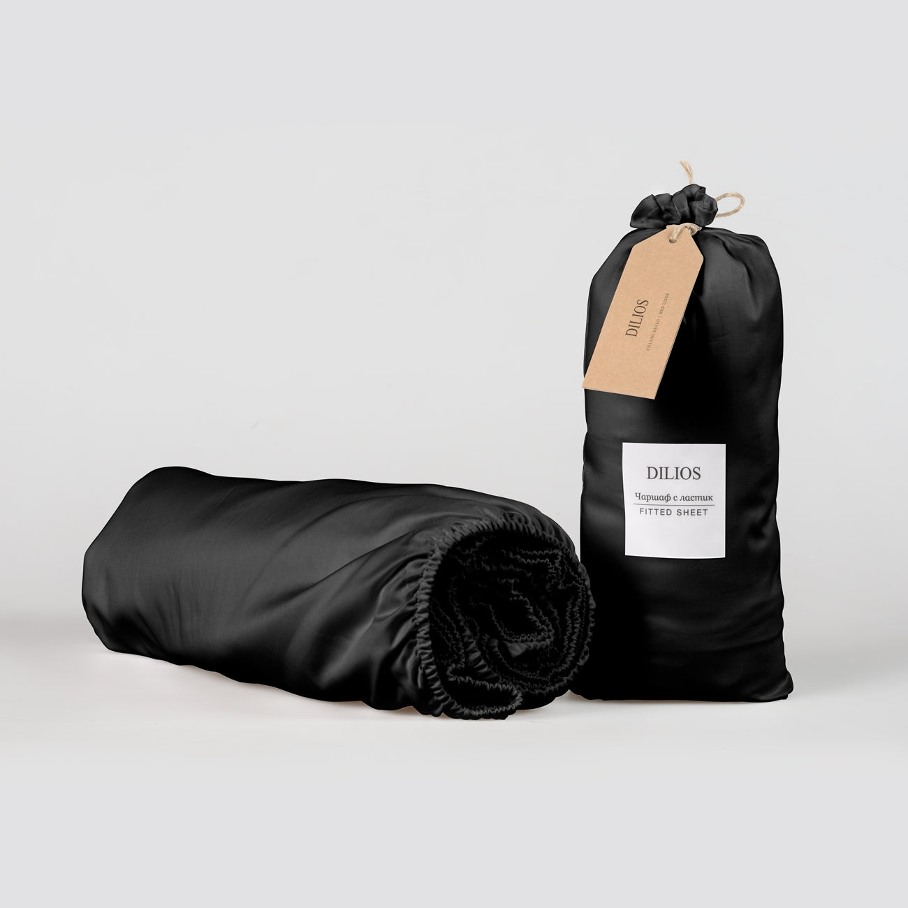 Bed sheet with elastic SATEEN BLACK 160/200/25 cm 100% satin cotton