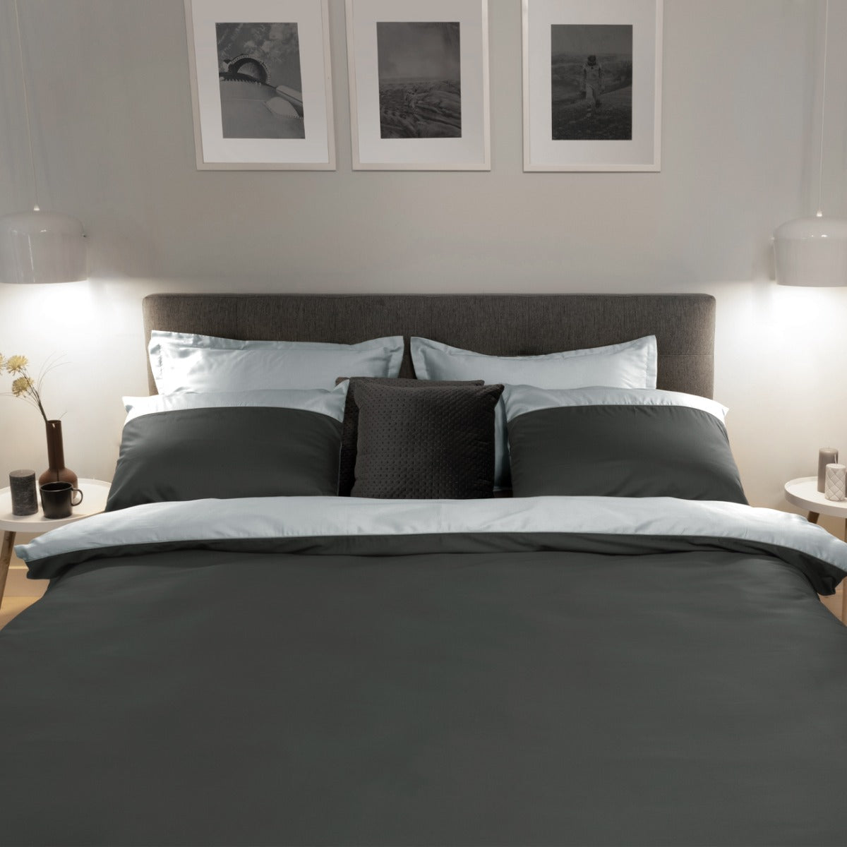 Lenjerie de pat de lux din bumbac satinat SATEEN SMOKY/SILVERY 2 piese
