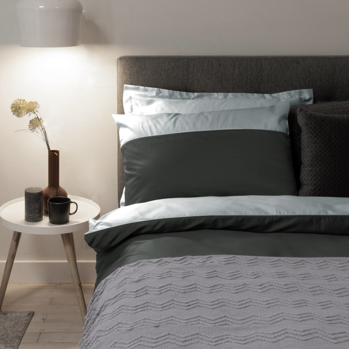Lenjerie de pat de lux din bumbac satinat SATEEN SMOKY / SILVERY 3 piese