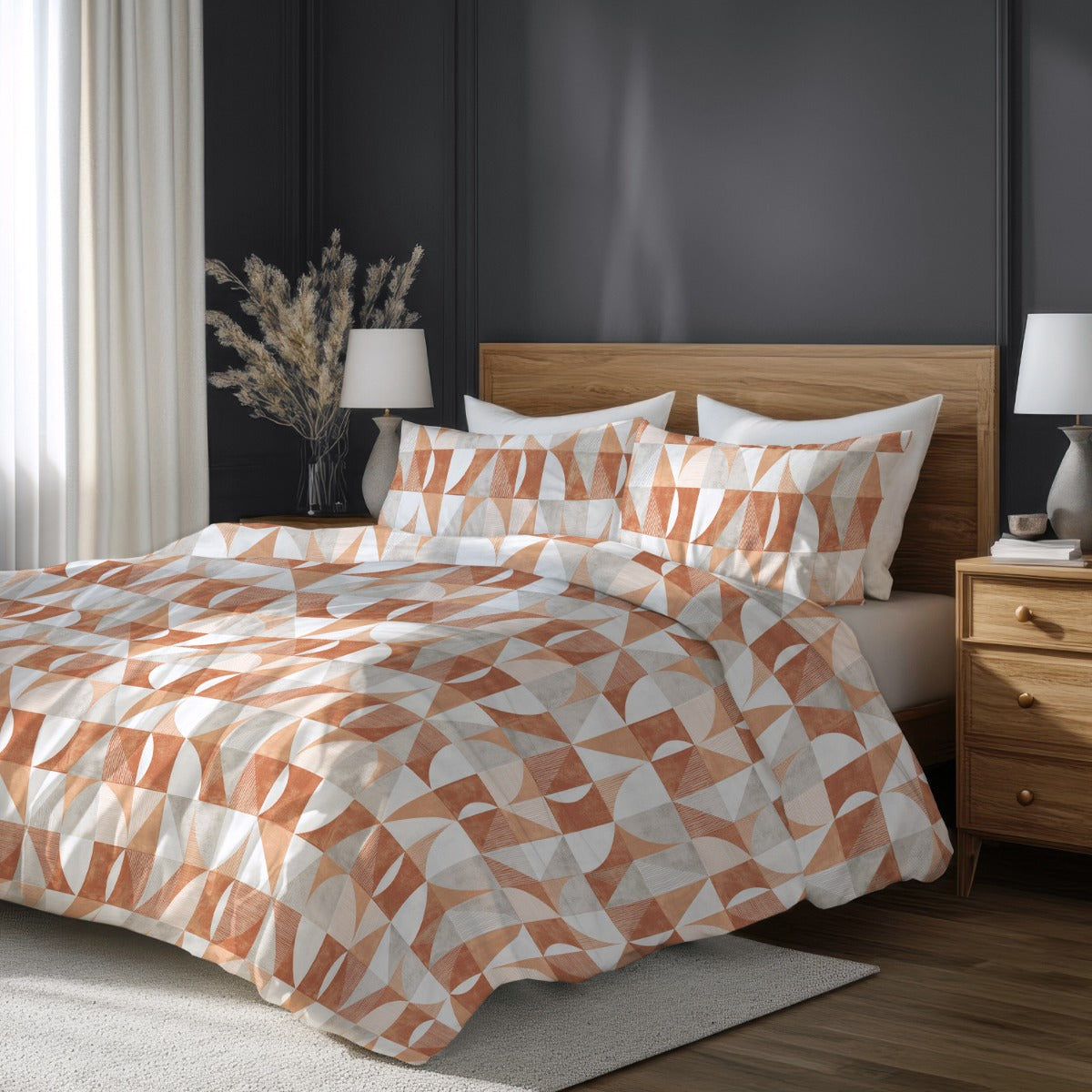 Lenjerie de pat fara cearsaf de pat TANGRAM 100% bumbac ranforce 3 piese