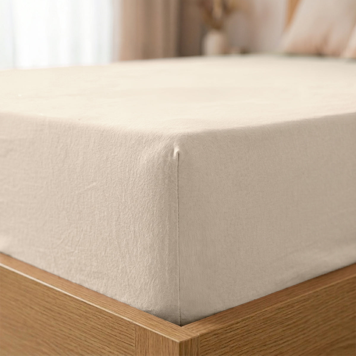 Cearșaf cu elastic 90/200/25 ECRU Jersey de Bumbac