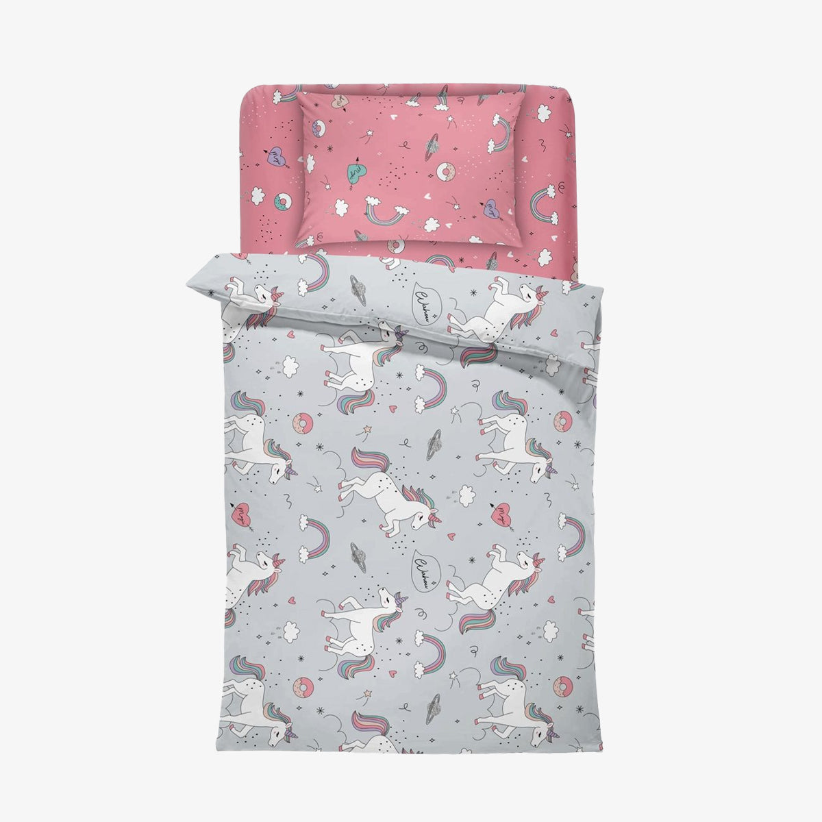 Lenjerie de pat pentru bebelusi UNICORN Bumbac Ranforce 100% 3 piese