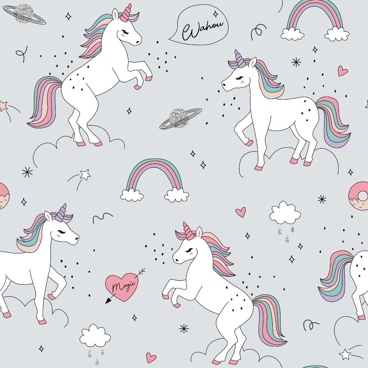 Lenjerie de pat pentru bebelusi UNICORN Bumbac Ranforce 100% 3 piese