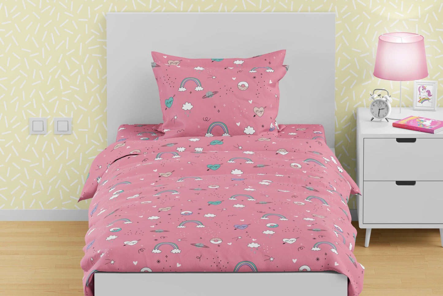 Lenjerie de pat pentru copii UNICORN 2 Bumbac Ranforce 100% 3 piese